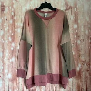 Honeyme Pink Oversized Green Ombre Crewneck Sweatshirt Size L